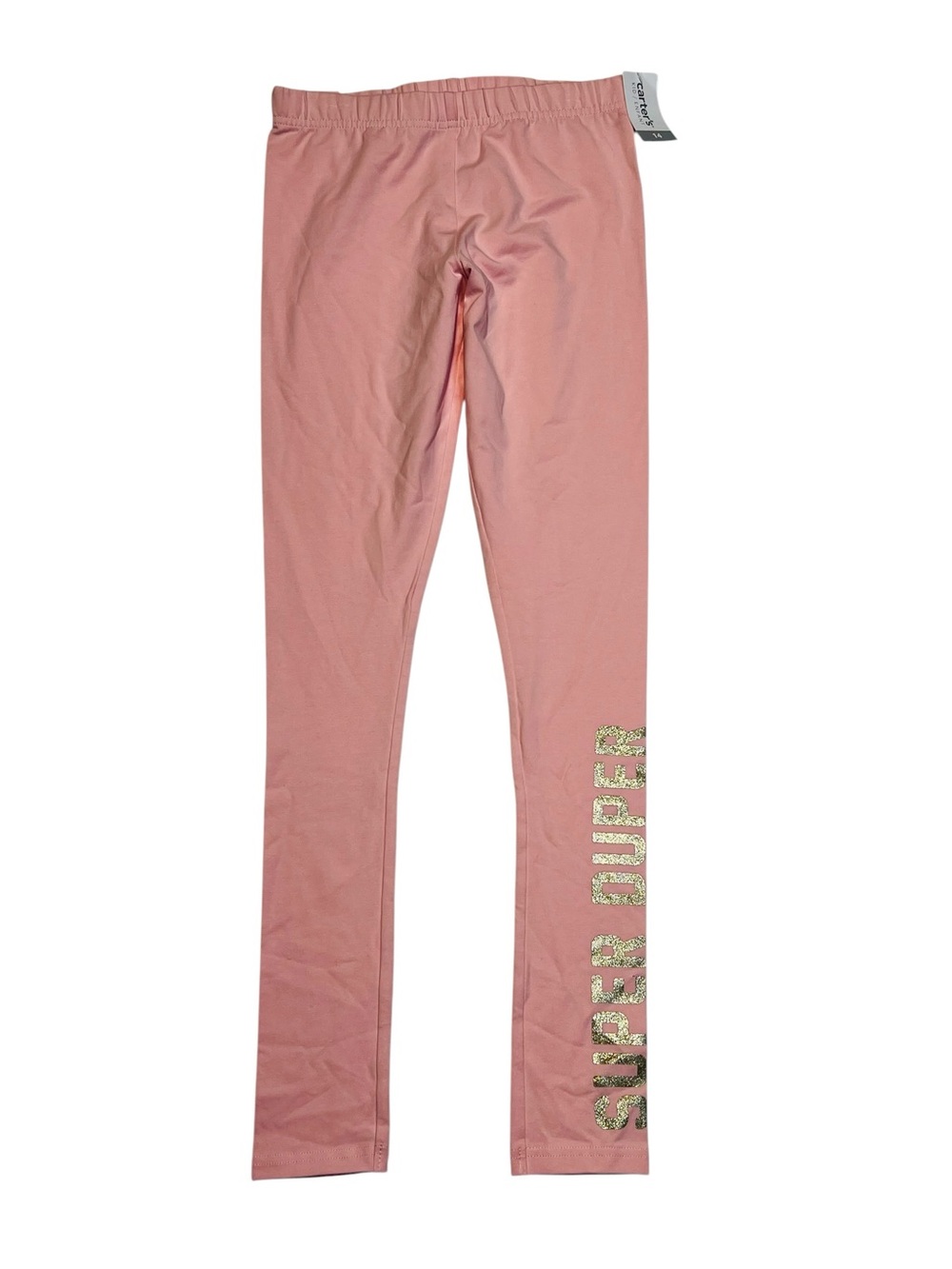 Carter's Pink Leggings with Glitter 'SUPER'‎ Side Print girls 14Y